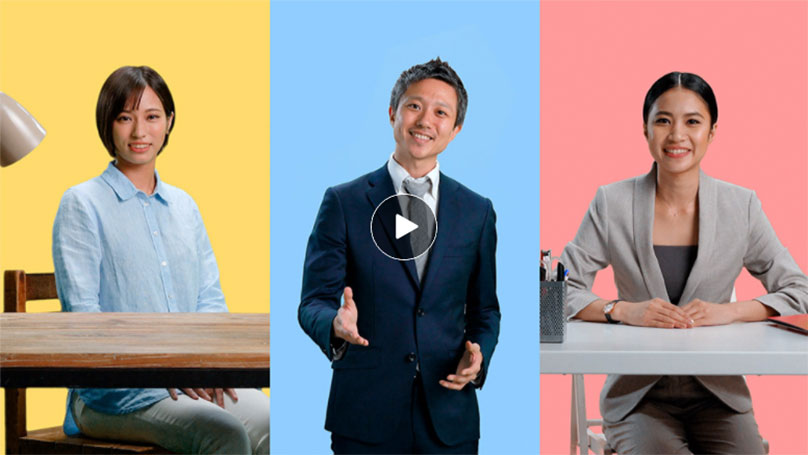 女性二人と男性一人の動画